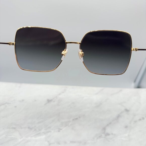 Dolce & Gabbana DG 2242 13348G Black Gold Metal Square Sunglasses Gray Gradient - Picture 8 of 12
